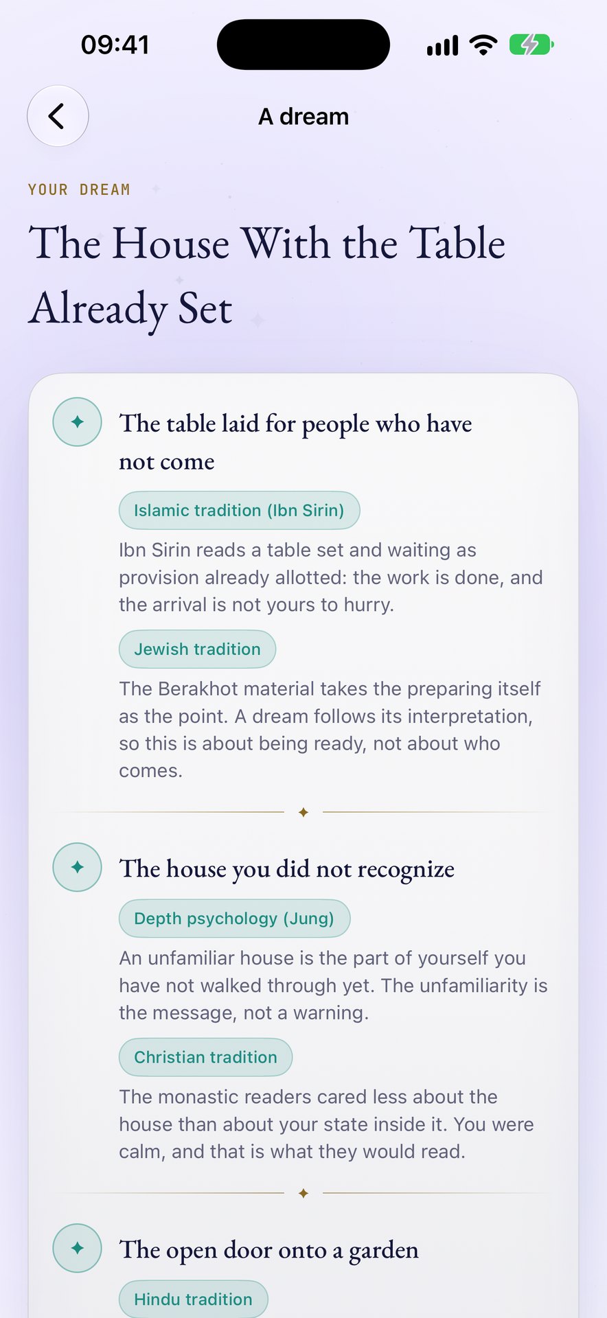 Zenit app screenshot — dream interpretation